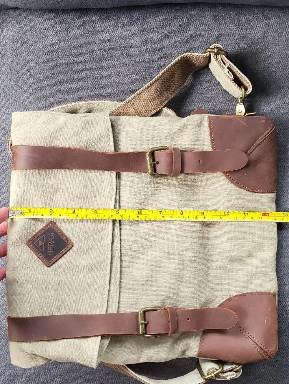 TIERRA Vintage Canvas & Leather Rucksack Backpack NWT